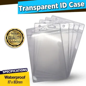 5pcs Vertical Clear Plastic Zip Lock ID Card Name Business Badge Holders Case