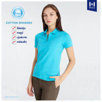 เสื้อโปโลหญิง MOS คอปก แขนปล่อย เนื้อผ้า COTTON SPANDEX แขนสั้น 4 สี OCEAN (น้ำเงินสด,ฟ้าโอเชี่ยล,เขียวทะเล,แซฟไฟน์) รุ่น MDF-0077A