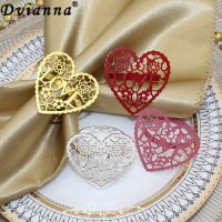 Dvianna 8Pcs Heart Shape Napkin Rings Gold Metal Love Napkin Holder for Valentines Day Wedding Table Decorations HWW05