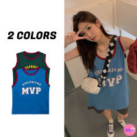 ?Sale80%?เสื้อยืดคอกลมแขนกุดกุ้นขอบแดง ทรงใหญ่ ลาย MVP 2 สี