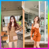 ?SpinnyHouse?  มินิเดรส 2 in 1 สายเดี่ยวใส่เป็นเปิดไหล่ได้ แต่งทรงคอวีเข้ารูป 2in1 Dress เดรสน้ำเปล่า เดรสแม่ลูก ข้าวทิพ F601A