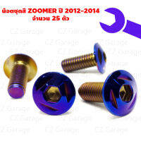 น๊อตชุดสี ZOOMER ปี2012-2014 น๊อตชุดสีซูมเมอร์ น๊อตใส่ชุดสีซูมเมอร์ สำหรับปี 2012-2014 (จำนวน 25 ตัว)