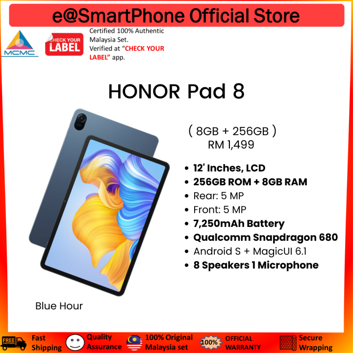 HONOR Pad 8 (256GB + 8GB RAM) Original HONOR MALAYSIA | Lazada