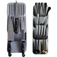 Knife Holder Spoons Storage Plastic Cutlery Drawer Storage Box Durable Plastic Tray Cutlery Rack For Kitchen Storage