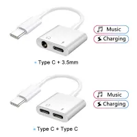 2 In 1 Type C To 3.5mm Jack Audio And Charging Adapter Cable For Samsung S20 S21 Ultra Note 20 Plus Data Reader Converter Cable Cables Converters