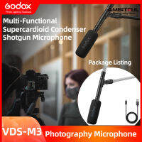 Godox VDS-M3 Microphone CardioidBack Electret Hypercardioid Condenser Microphone for Photography Cameras Camcorders