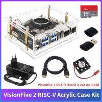 เคสอะคริลิคสำหรับ Visionfive บอร์ด2 RISC-V ตู้โปร่งใสแหล่งจ่ายไฟของพัดลมระบายความร้อนเสริมสำหรับ Visionfive 2 RISC-V