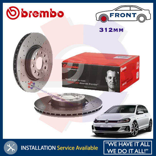 VW Gold MK7 2.0 GTI BREMBO Xtra Sport Racing Brake Disc Rotor (Drilled