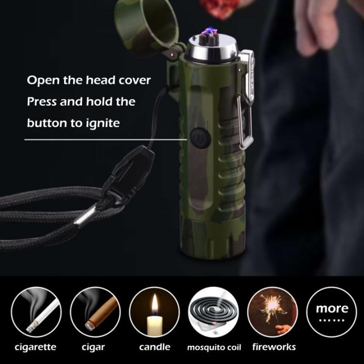 zzooi-usb-electronic-lighter-waterproof-led-flashlight-dual-plasma-arc-lighter-sports-lighter-for-outdoor-camping-first-aid-gear