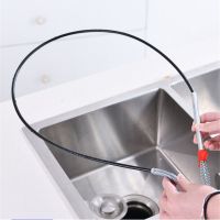 35.43 Inch Pipe Cleaning Brush Holes Cleaner for Bathroom Toilet Brush Floor Drain Sewer Spring Grip Cleaning Accessories