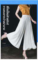 gk  JS-แฟชั่น culottes ขากว้างหลวมเอวสูงอารมณ์ทุกการจับคู่ผ้าม่านบาง