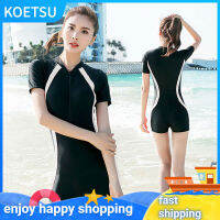 KOETSU 【 COD 】Swimwear, Summer style new women, สีด ntroduction to all to dress, dress swimmingเำ cover belly conservative style women, swimwear PCs single sporty watch skinny, big flat angle, short swimwear sleeve in swimsuit