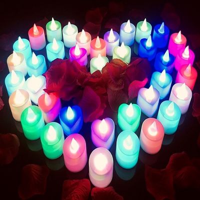 6PCS Flameless LED Tea Light Candles Light Plastic Battery Powered Candle For Wedding Birthday Party Home Decoration Multi Color