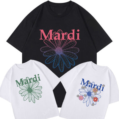 2023 เสื้อยืดผ้าฝ้ายใหม่ 2023 Mardi T-Shirt Women Summer Korean Style Short Sleeve Print T Shirts For Men Fashion Flower Brand Luxury Cotton Female Tee เสื้อยืดแฟชั่นลำลอง （S-5XL）