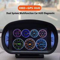 Car HUD Dual System OBD2 GPS Hud Head Up Display Speedometer Digital With Over Speeding Voltage Alarm Driver Fatigue Alert