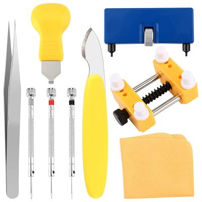 Watch Battery Replacement Tool Kit, 9 PCS Professional Watch Back Remover Tool, Adjustable Watch Case Opener Tool