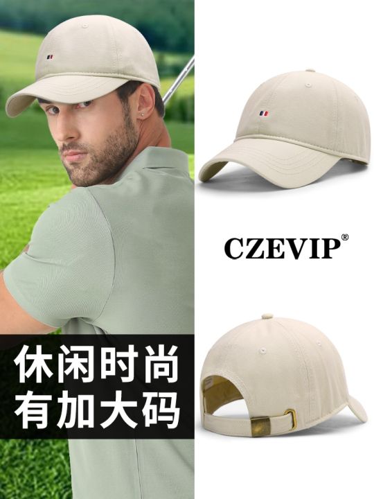 summer-new-light-colored-cotton-golf-hat-mens-sweat-absorbing-breathable-big-head-circumference-baseball-cap-sports-sunscreen-thin-golf