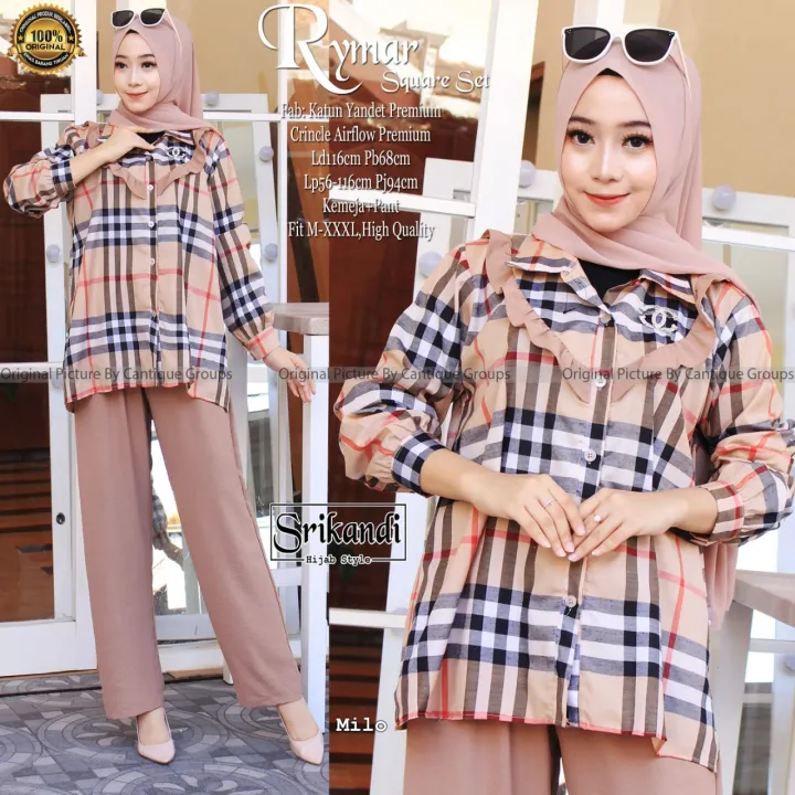 PAKAIAN WANITA SETELAN BURBERRY SET KULOT VN BAJU MUSLIM LENGAN PANJANG  HIJAB CASUAL FORMAL TERBARU KEKINIAN | Lazada Indonesia