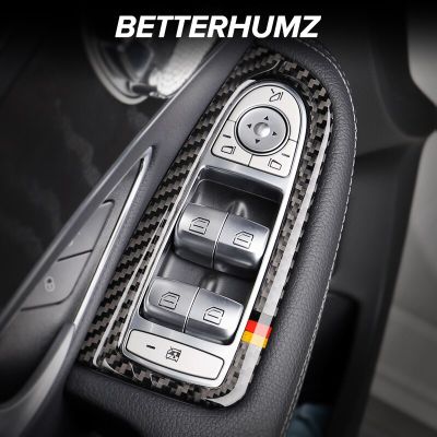 Carbon Fiber For Mercedes Benz W205 C Class GLC X253 Car Window Control Panel Trim Button Frame Stickers Interior Accessories