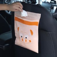 ℡ 15pcs Cartoon Disposable Hanging Self-adhesive Garbage Bag for Car Interior Seat Back Auto Trash Storage Kitchen Foldable Bags