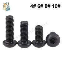 10pcs 0#-80 2#-56 4#-40 6# 8# 10# Unc American Standard Grade 10.9 Black Hexagon Socket Round Head Screw Mushroom Head Hex Bolts Nails Screws  Fastene