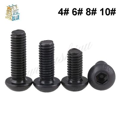 10pcs 0#-80 2#-56 4#-40 6# 8# 10# Unc American Standard Grade 10.9 Black Hexagon Socket Round Head Screw Mushroom Head Hex Bolts Nails Screws Fastener