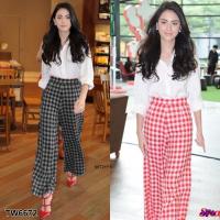 P6672 Set เสื้อเชิ้ต+กางเกงลายสก็อต  Set shirt + plaid pants