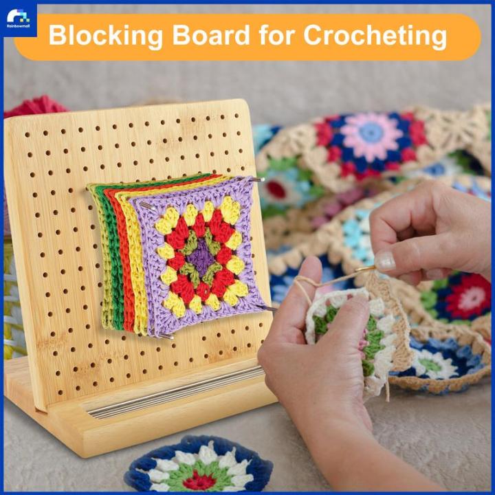 Wood Crochet Blocking Board Kit Stainless Steel Rod Pins Granny Knitting  Squares Crochet Board Sewing Knitting Artworks