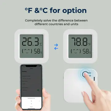 Tuya Zigbee Temperature Humidity Sensor Mini LCD Digital Display Remote  Control Thermometer Hygrometer Smart Home