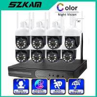 SZKAM แทร็กอัตโนมัติแบบ3MP 8CH H.265ระบบ CCTV ระบบเสียงสองทางกล้องรักษาความปลอดภัยพร้อมไฟส่องชุดเครื่องมือตรวจตราแบบไร้สายมนุษย์อัตโนมัติกล้องวงจรปิด IP Wi-Fi