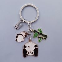 New fashion creative cute panda keychain cartoon animal plant metal pendant keychain car bag pendant cute keyring gift