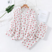 Spring and Autumn Women Cotton Pajamas Gauze Ladies Pijamas Sets with Pants Cute Home Clothes Japanese Pyjamas Nightgown