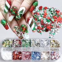 Christmas Nail Glitter Sequins Decoration Mixed Snowflakes Hexagon Star Flake Red Green New Year Manicure Accessories LASDJ-1