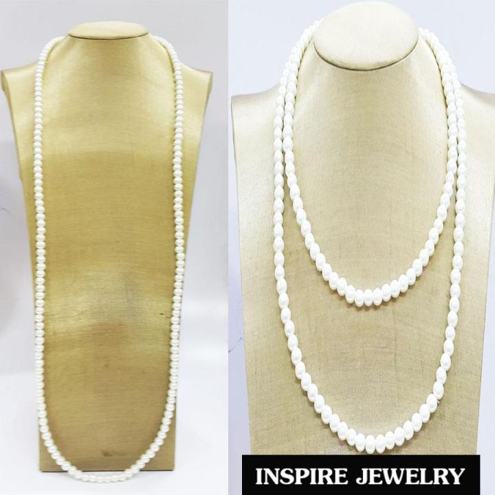 Inspire Jewelry สร้อยคอมุกแฟชั่น ไซด์ยาว พันได้2 ทบ บุุพเพสันนิวาส สำหรับใส่กับชุดไทย ผ้าฝ้าย ผ้าไทยทุกชนิด หรือใส่เล่นได้กับทุกชุด พร้อมถุงซิบไว้เก็บ