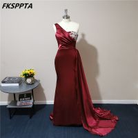 ℡☎ Burgundy One Shoulder Long Evening Dress Burgundy Dress Wedding Party - One - Aliexpress