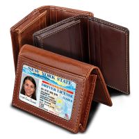 Fashion Mens and Womens Genuine Leather ID Case Business Card Holder RFID Anti-theft Small Wallet Credit Card Holder Card Holders