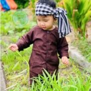 Hỏa Tốc Bộ Quần Áo Bà Ba Nâu Cho Bé Trai Bé Gái Vải Kate Thoáng Mát Tặng