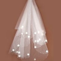 Brides Ivory wedding veil tulle Beaded Flower Bridal Veils 2021 Hair Accessories