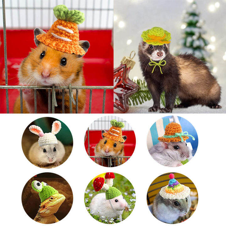 บ้านตุ๊กตา-p5u7อุปกรณ์เสริมสำหรับหนูแฮมสเตอร์หมวกหนูแฮมสเตอร์หมวกตกแต่งหมวกสุนัขถักอุปกรณ์ของเล่นน่ารัก