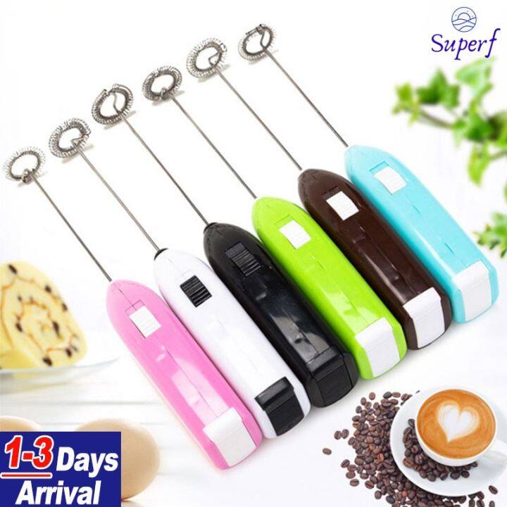 From Manila】Handheld Eggbeater Mini Stainless Steel Whisk Mixer Electric Coffee  Blender Cream Stir Bar Baking Tools