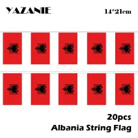 Yazanie 14*21ซม. 20ชิ้น5เมตรอัลบาเนียสตริงธงกลางแจ้งในร่มธงประจำชาติแอลเบเนียขบวนพาเหรด/เทศกาล/ตกแต่งบ้าน