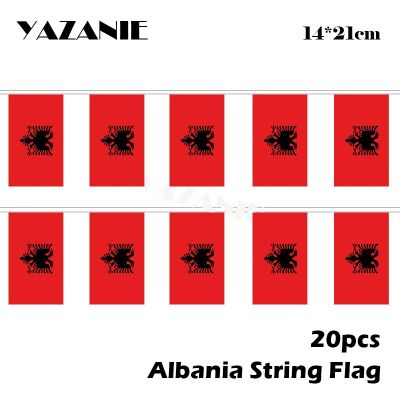 Yazanie 14*21ซม. 20ชิ้น5เมตรอัลบาเนียสตริงธงกลางแจ้งในร่มธงประจำชาติแอลเบเนียขบวนพาเหรด/เทศกาล/ตกแต่งบ้าน