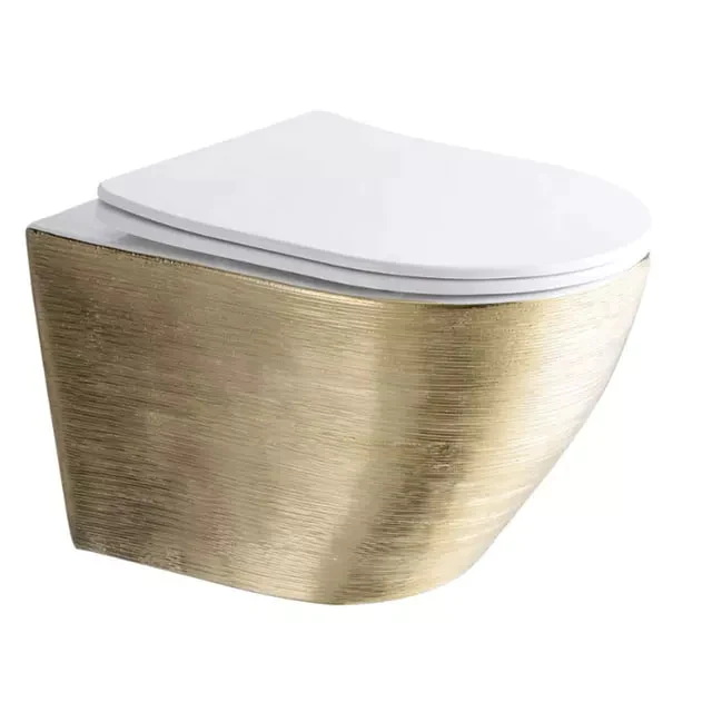 Hanging Wall Mounted Toilet Bowl Gold Electroplated toilet modern