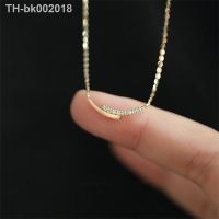 ☢☂ 925 Sterling Silver 14K Gold Plating Pavé Crystal Intersection Pendant Clavicle Chain Necklace Women Simple Jewelry Accessories