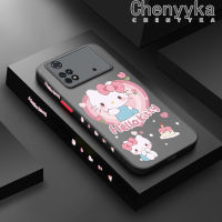 เคส Chenyyka สำหรับ Xiaomi Poco X4 Pro 5G Poco M4 Pro Poco C40การ์ตูนน่ารักแฟชั่น Hello Kitty บางเคสโทรศัพท์แข็งกันแรงกระแทกฝ้าขอบเคสป้องกันเลนส์กล้องคลุมทั้งหมดนิ่มปลอกซิลิโคน