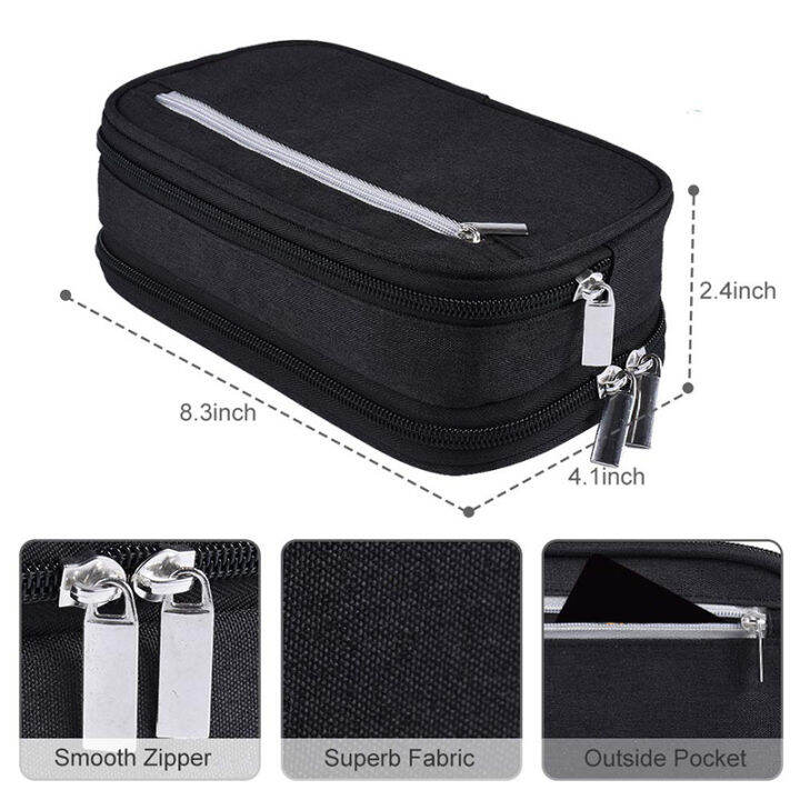 pencil-case-large-capacity-pencil-cases-pen-bag-pouch-holder-travel-cosmetic-make-up-bag-pouch-cable-bag-pouch-with-multi-compartments-for-school-students-office-adults-black