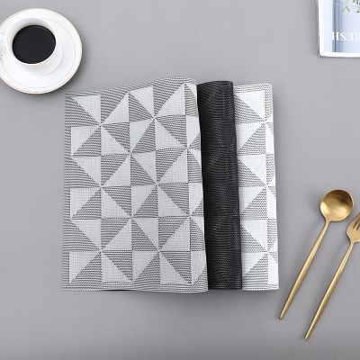 ✧◕❀ Nordic style new jacquard pvc table mat Teslin table mat waterproof and oil-proof table insulation pad western food pad coaster