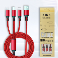 สายชาร์ต 3 In 1 (iPhone, Micro USB, Type-C) สายข้อมูล（เงินในสต็อก）