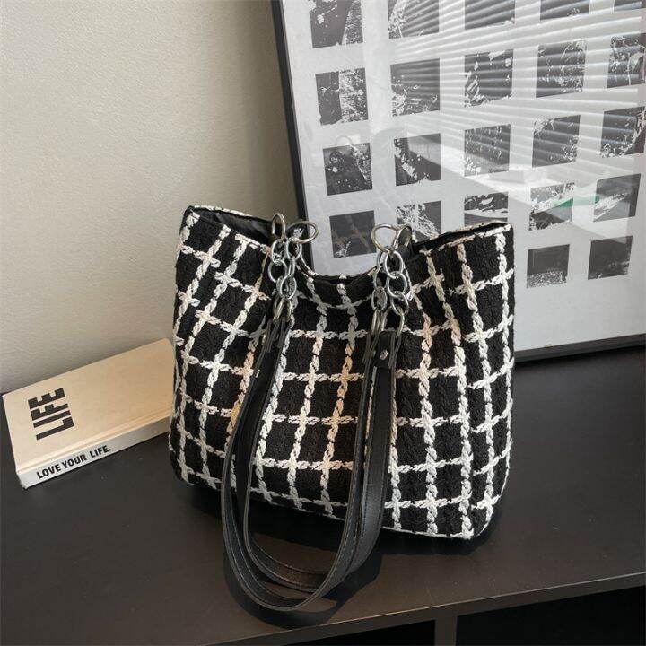 cod-large-capacity-bag-womens-2022-autumn-and-winter-new-style-this-years-popular-one-shoulder-underarm-fashion-plaid-tote