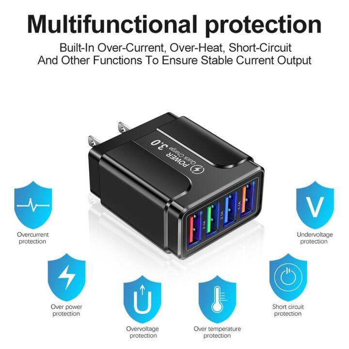 factory-direct-3-1a-ชาร์จสำหรับเดินทางสายสเตอริโอ-eu-us-uk-4usb-เร็วพอร์ตอัจฉริยะหลายช่องสำหรับติดผนังบ้านโทรศัพท์มือถือ